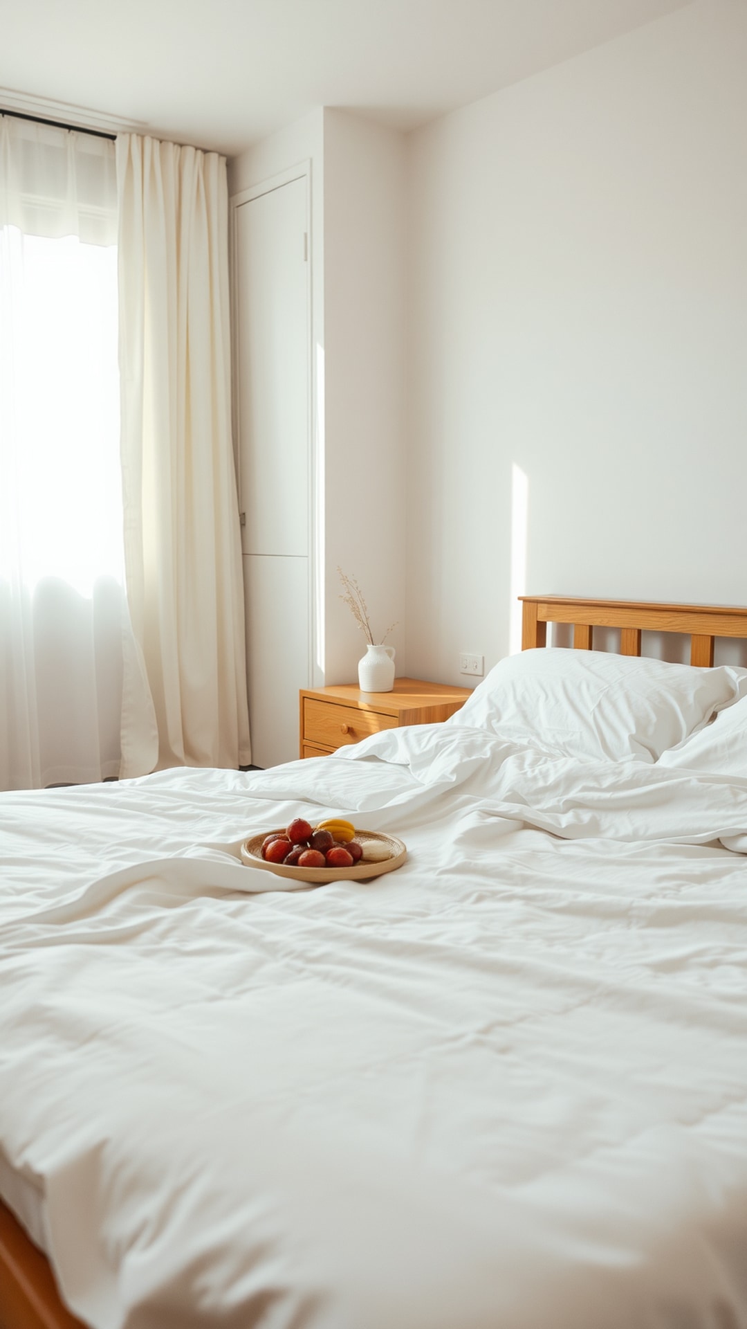 AI-generated chill / cozy Snapchat streak snap featuring bed, 1080 by 1920 portrait