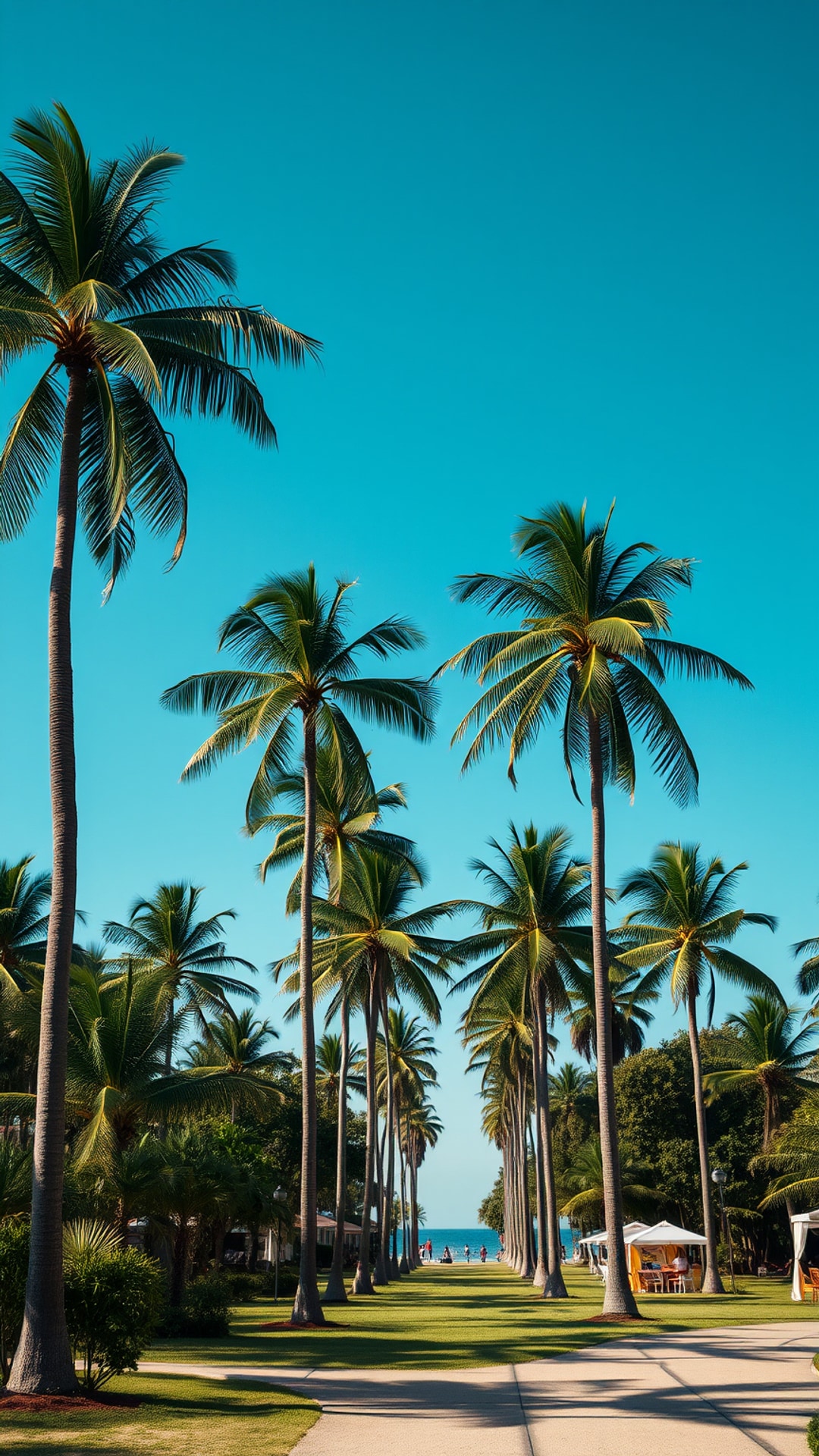 AI-generated travel Snapchat streak snap featuring palm trees, 1080 by 1920 portrait
