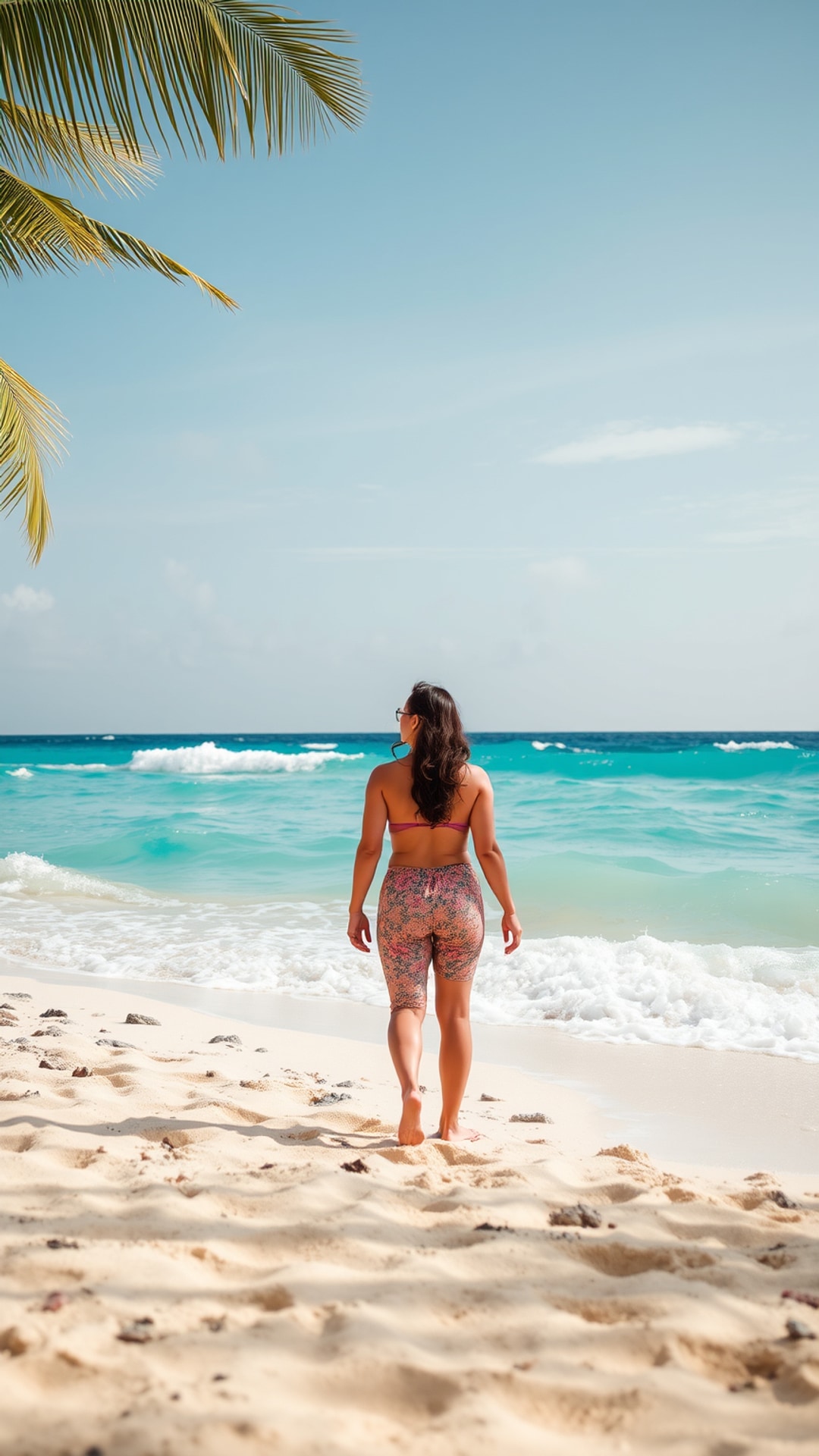 AI-generated travel Snapchat photo featuring beach, 1080 by 1920 portrait