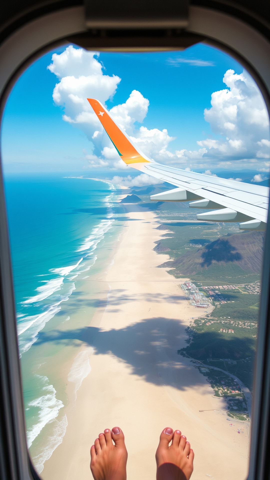 AI-generated travel Snapchat photo featuring beach alone no people, 1080 by 1920 portrait