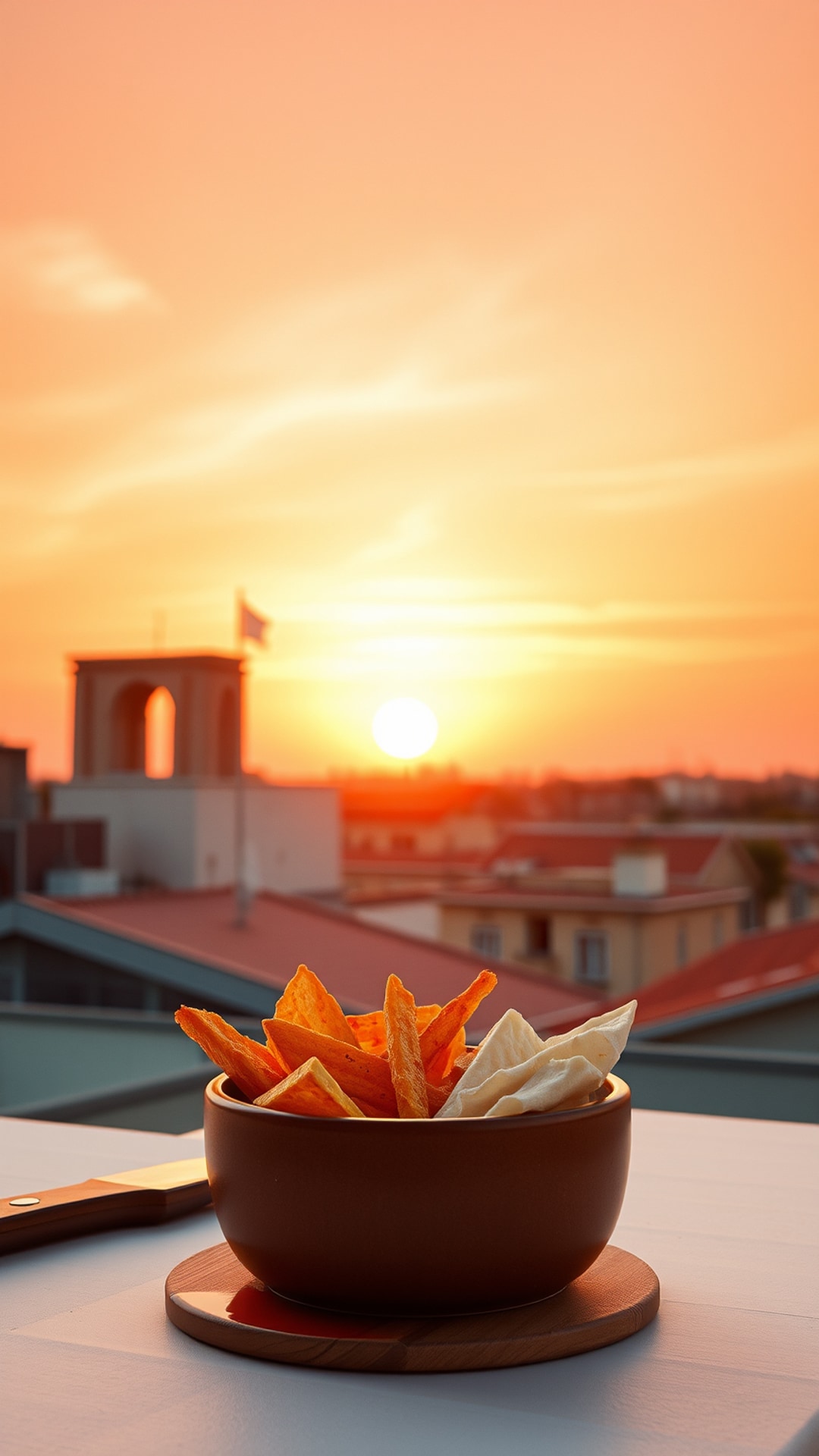 AI-generated aesthetic Snapchat streak snap featuring sunset, 1080 by 1920 portrait