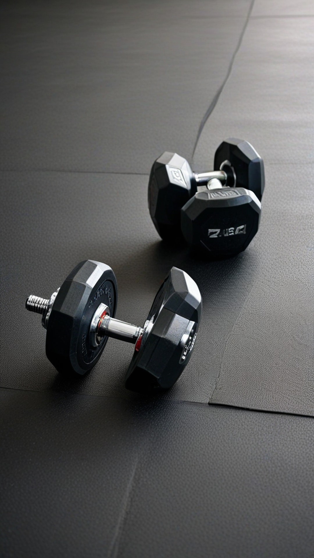 AI-generated gym Snapchat streak snap featuring dumbbells, 1080 by 1920 portrait