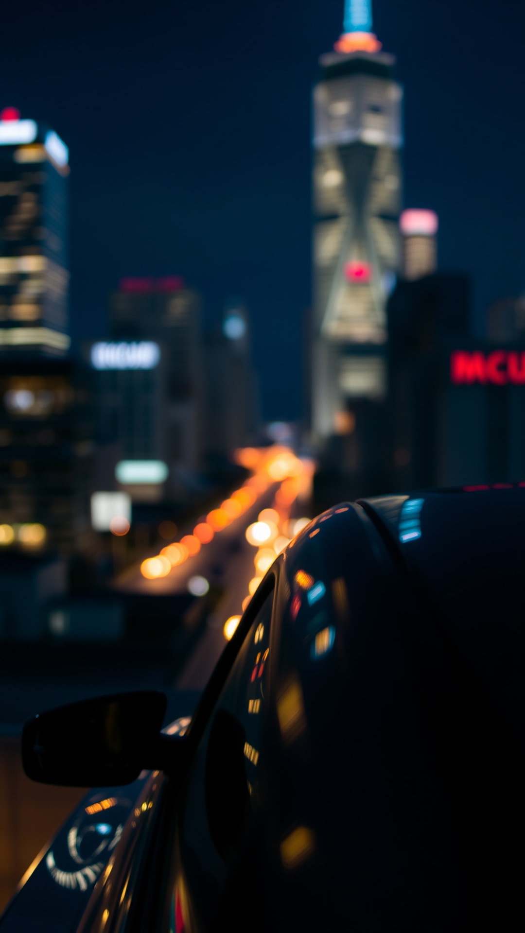AI-generated night out Snapchat photo featuring city lights, 1080 by 1920 portrait