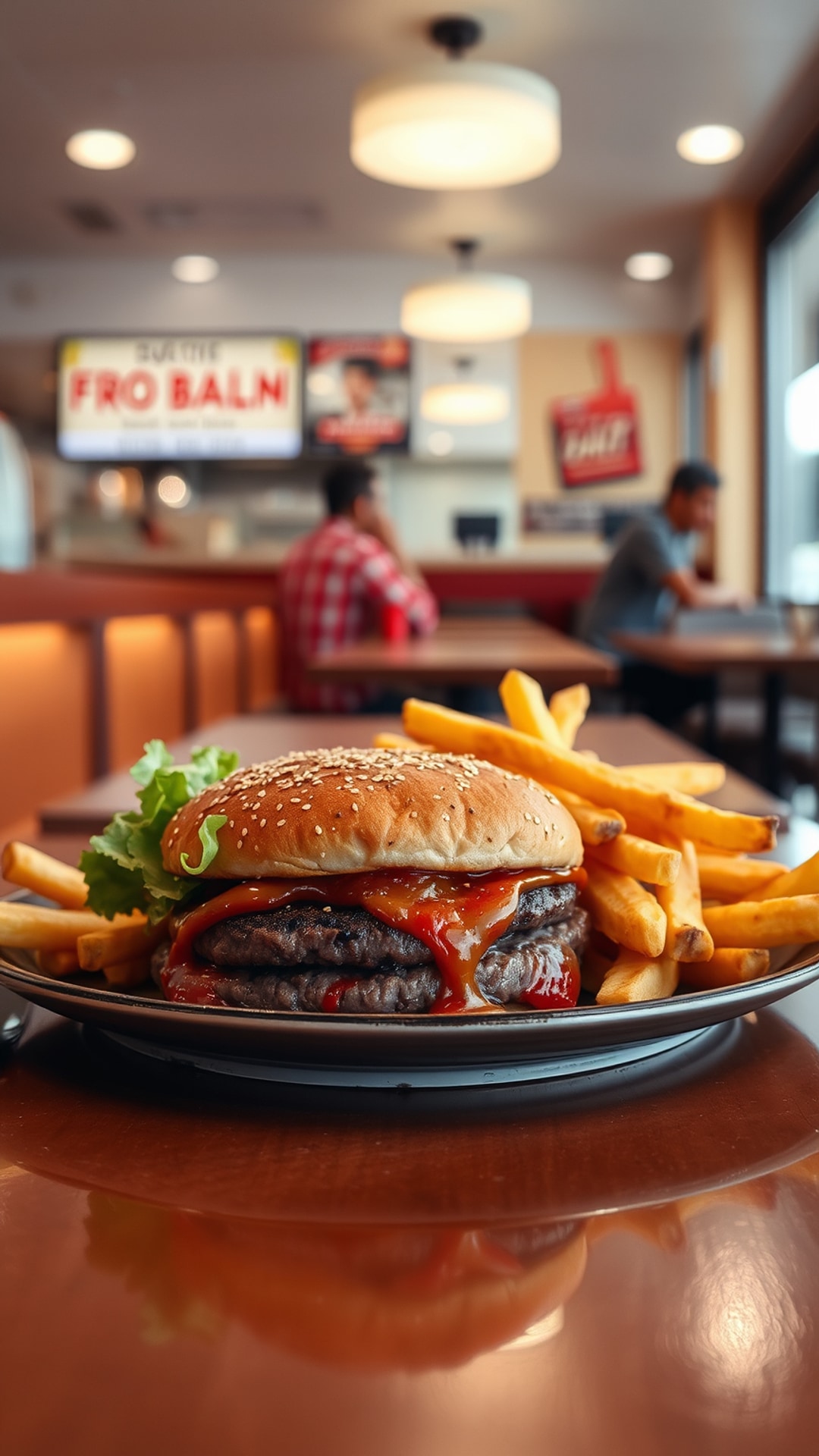 AI-generated food & drinks Snapchat streak snap featuring burger, 1080 by 1920 portrait