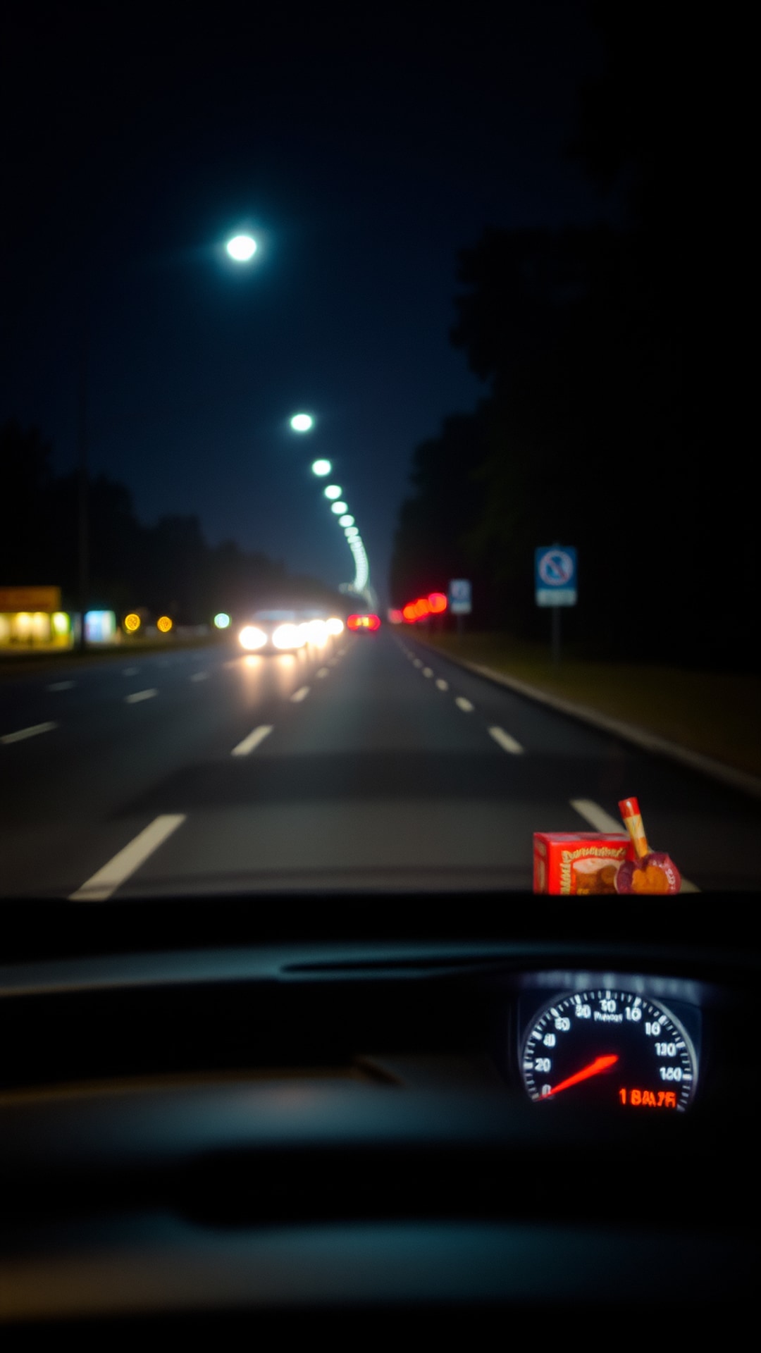 AI-generated night out Snapchat streak snap featuring drive, 1080 by 1920 portrait