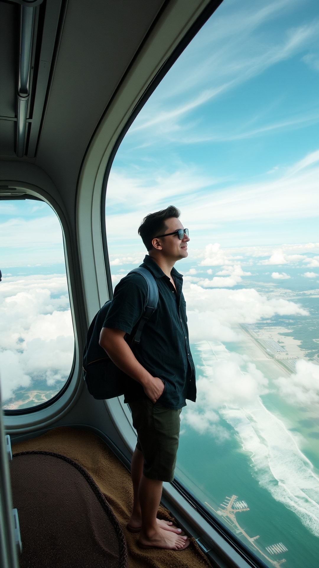 AI-generated travel Snapchat photo featuring smooking, 1080 by 1920 portrait