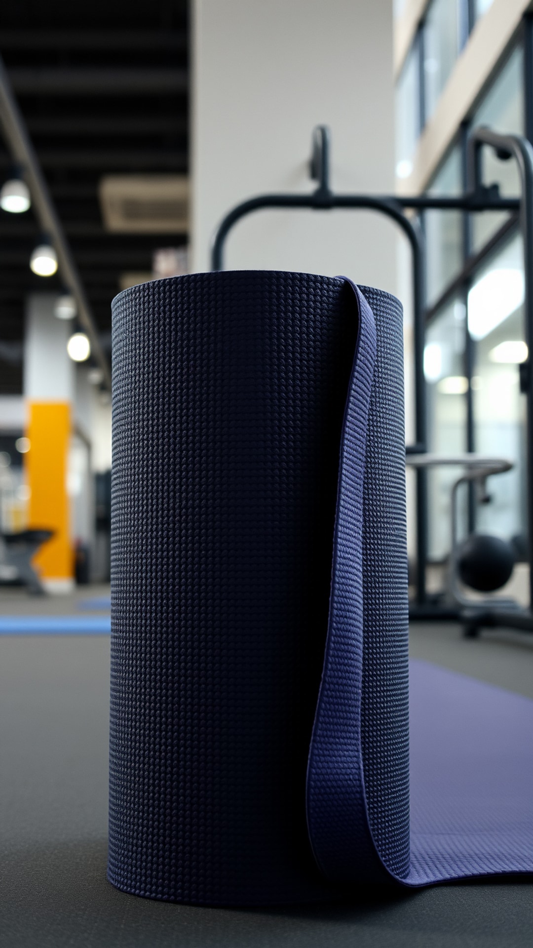 AI-generated gym Snapchat photo featuring yoga mat, 1080 by 1920 portrait