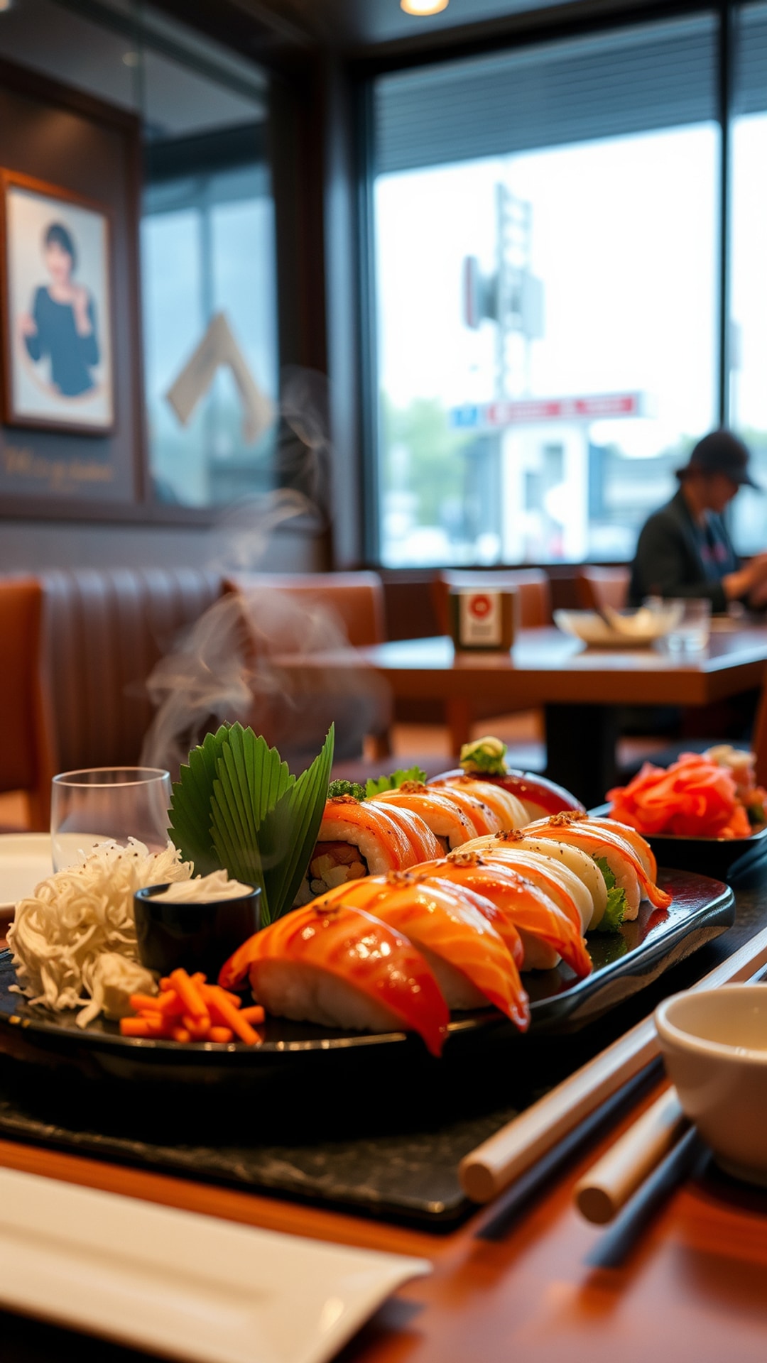 AI-generated food & drinks Snapchat photo featuring sushi, 1080 by 1920 portrait