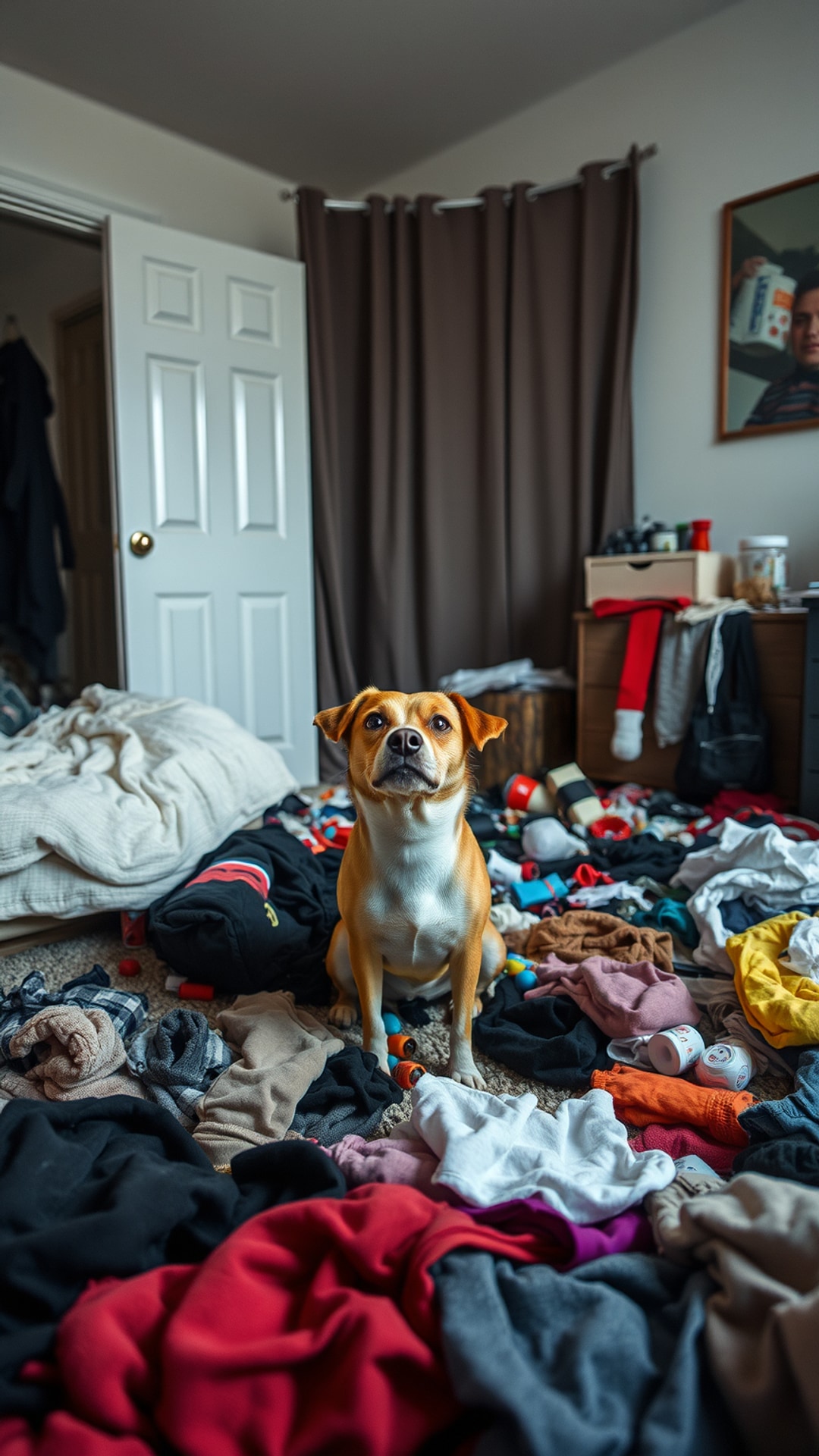 AI-generated funny Snapchat streak snap featuring messy room, 1080 by 1920 portrait