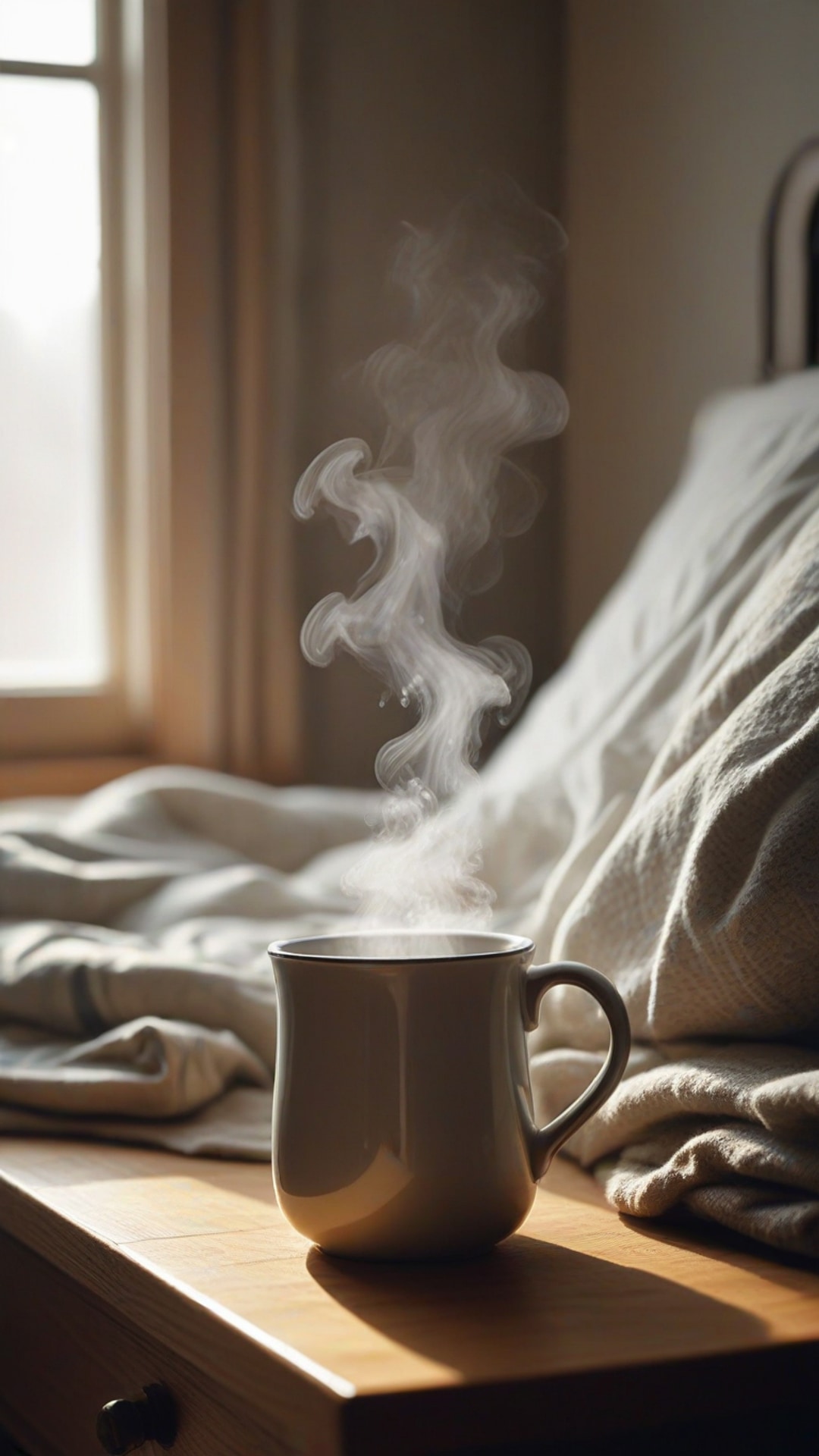 AI-generated chill / cozy Snapchat streak snap featuring tea, 1080 by 1920 portrait