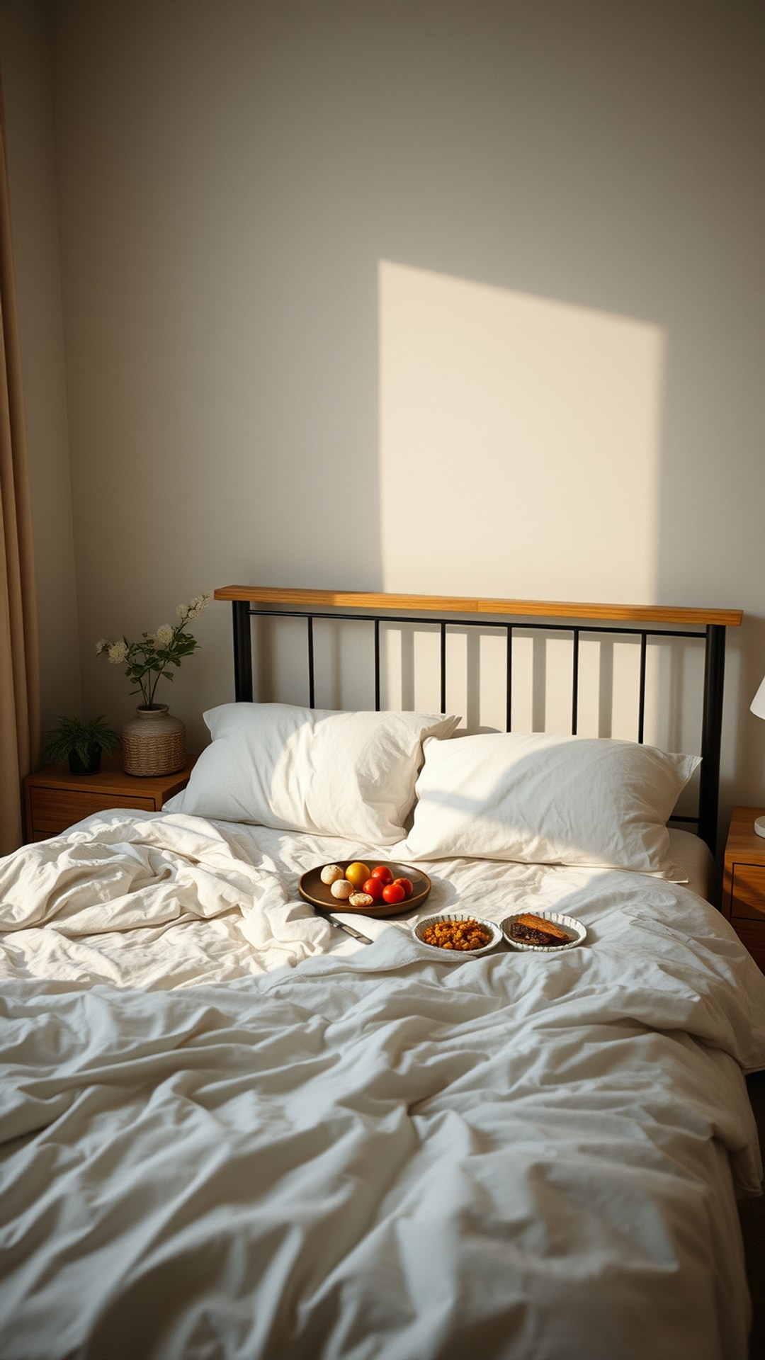AI-generated chill / cozy Snapchat photo featuring bed, 1080 by 1920 portrait
