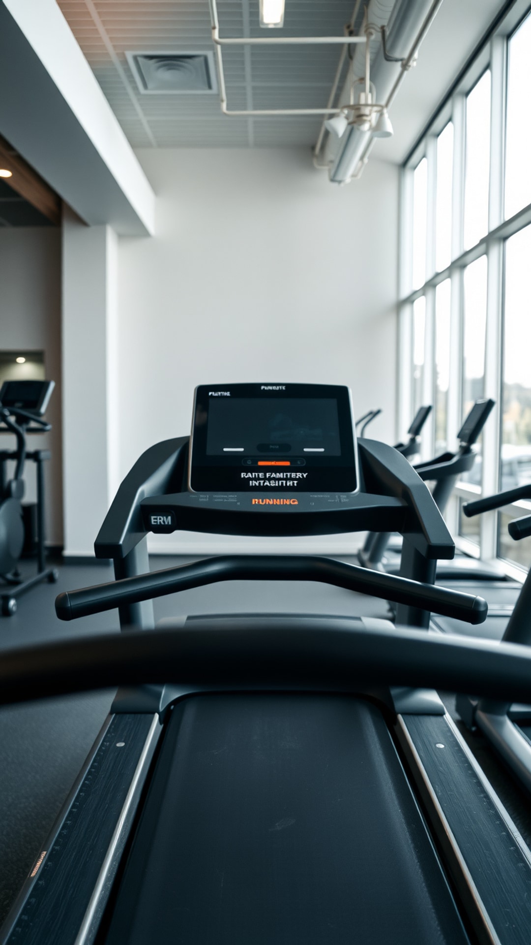 AI-generated gym Snapchat streak snap featuring treadmill, 1080 by 1920 portrait