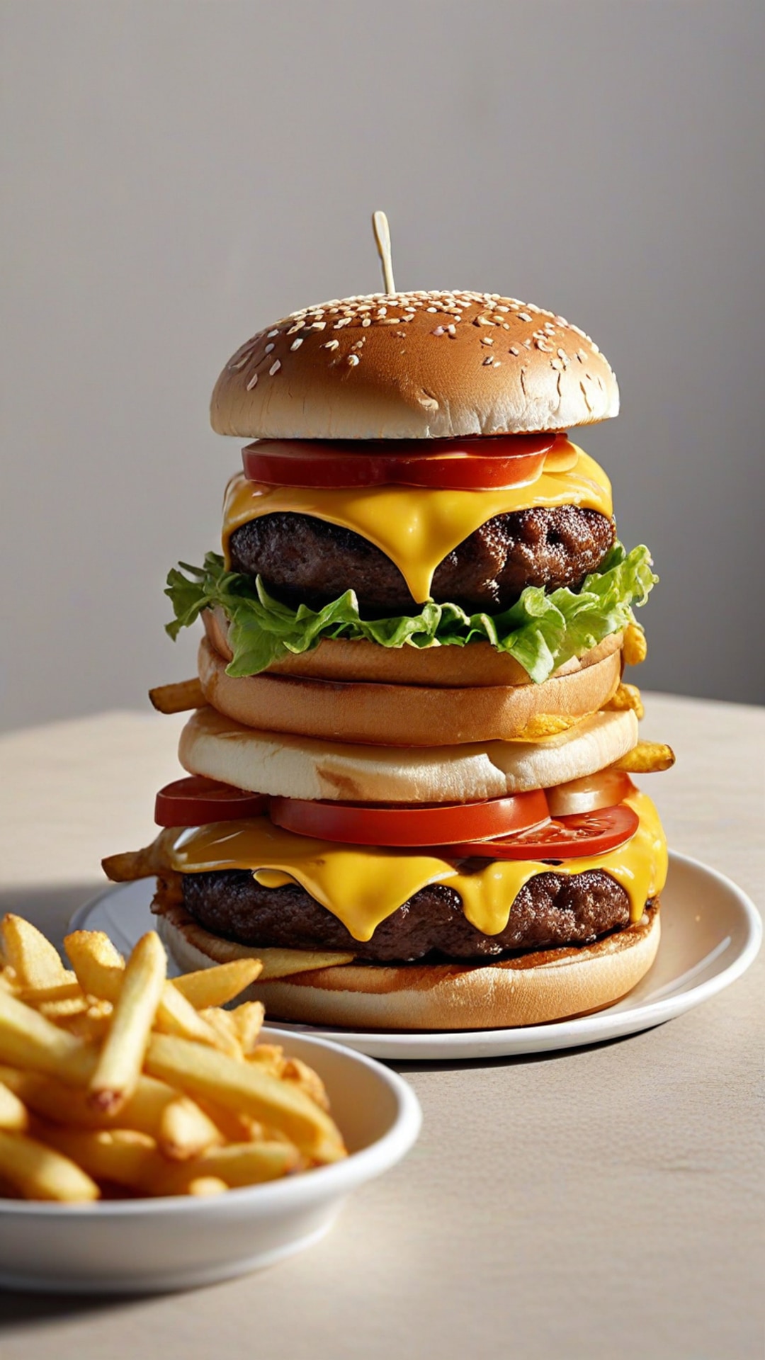 AI-generated food & drinks Snapchat streak snap featuring burger, 1080 by 1920 portrait
