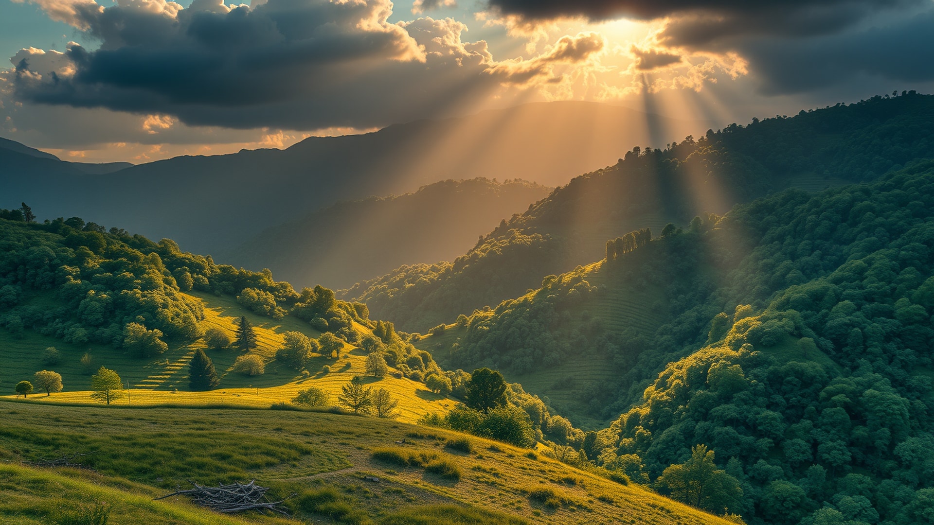 AI-generated nature desktop wallpaper, 1920×1080