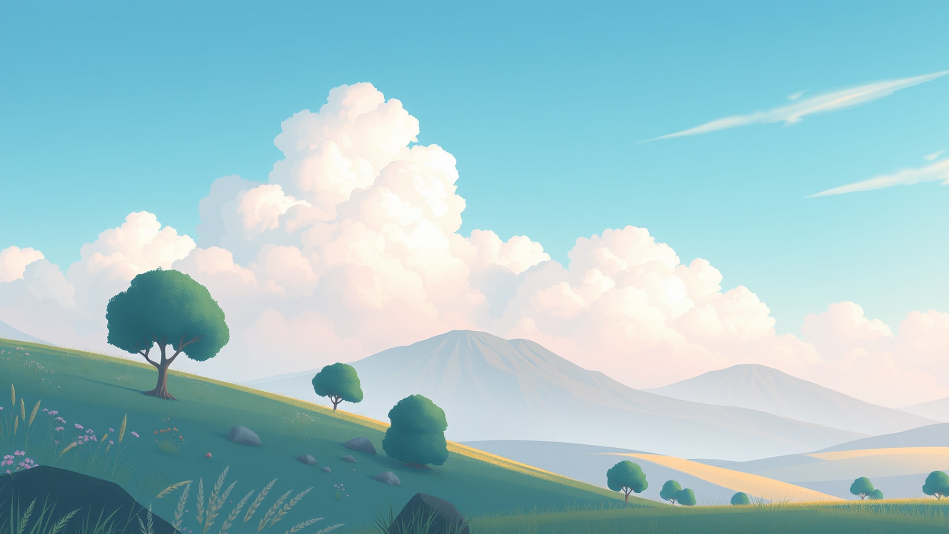 AI-generated cute desktop wallpaper, 1920×1080