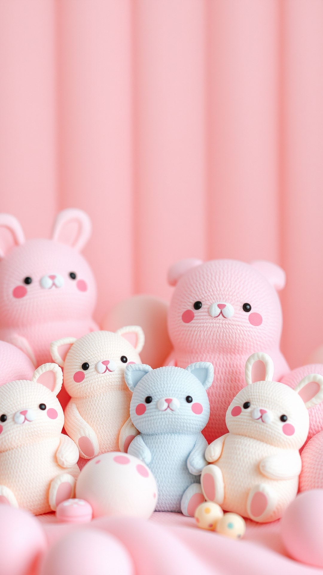 AI-generated cute phone wallpaper featuring pastel animals