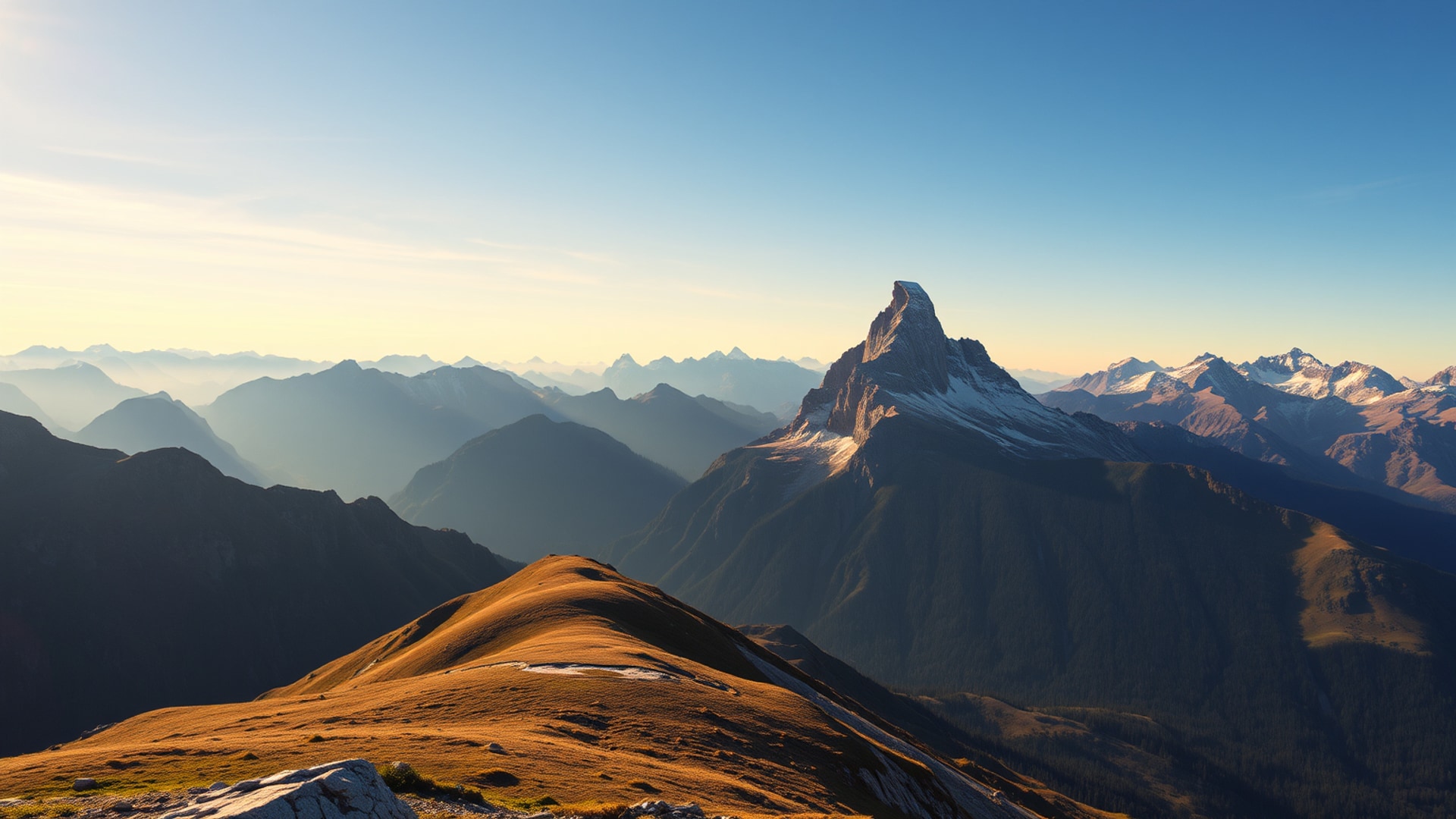 AI-generated mountains desktop wallpaper, 1920×1080