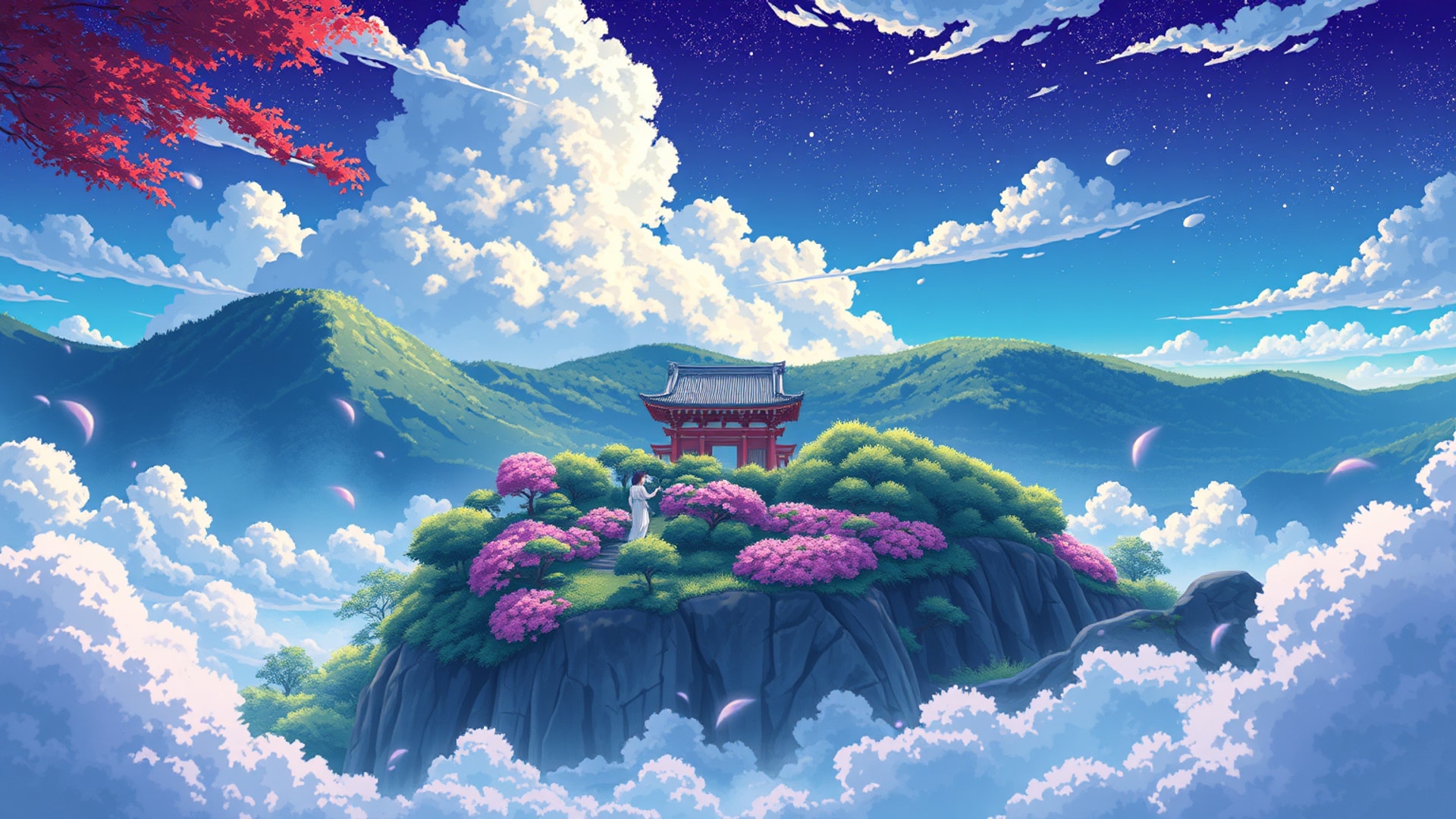 AI-generated anime desktop wallpaper, 1920×1080