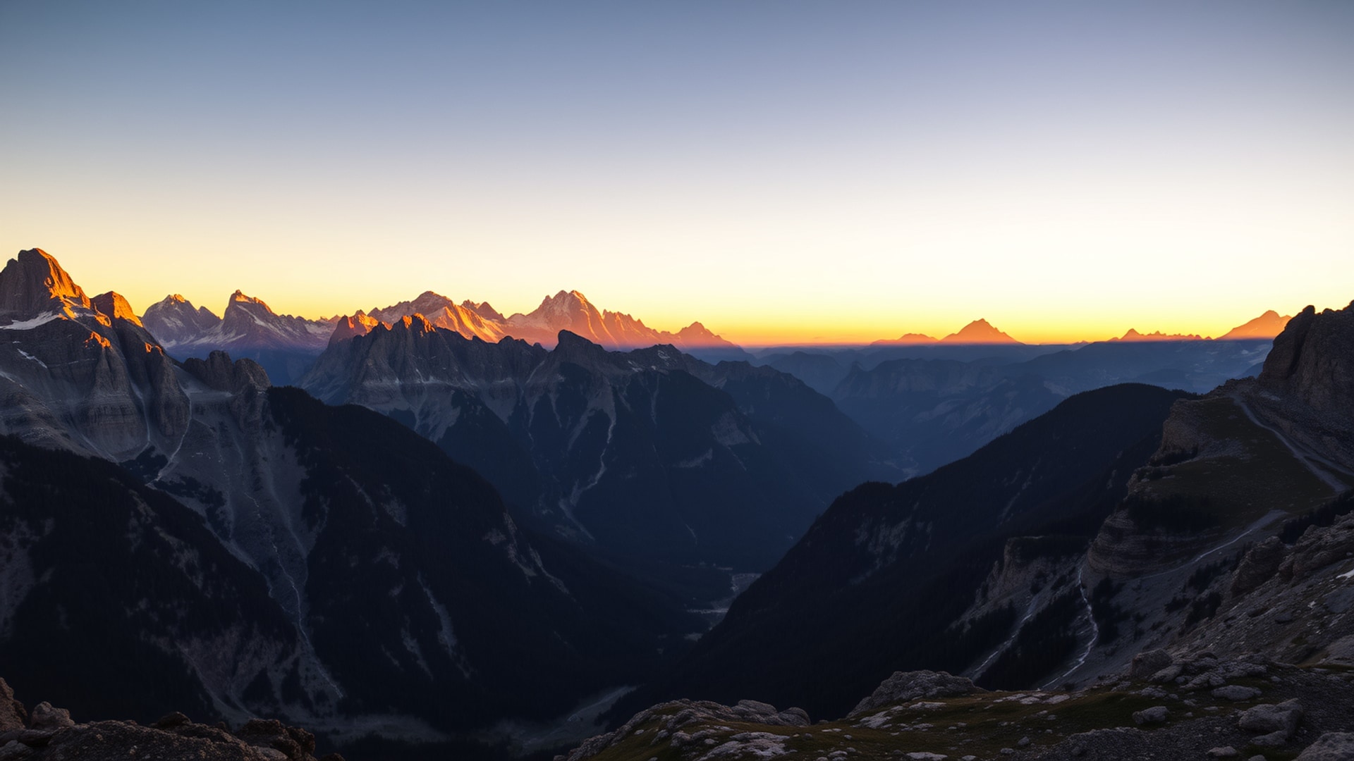 AI-generated mountains desktop wallpaper, 1920×1080