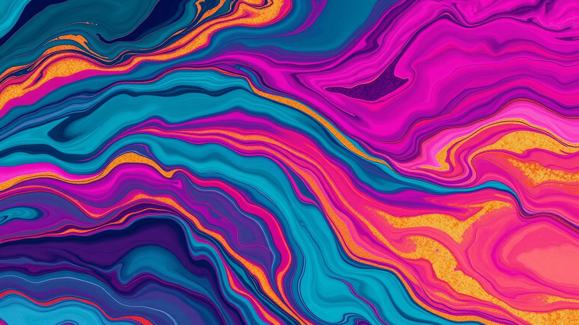 AI-generated abstract desktop wallpaper featuring fluid color waves