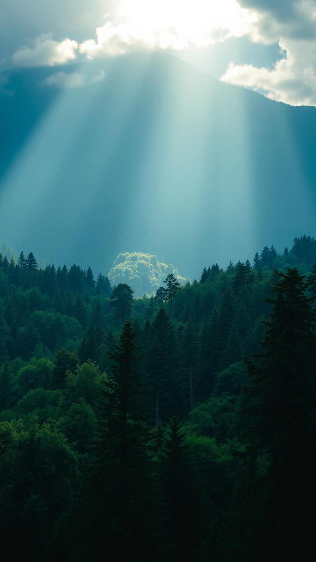 AI-generated nature phone wallpaper featuring forest