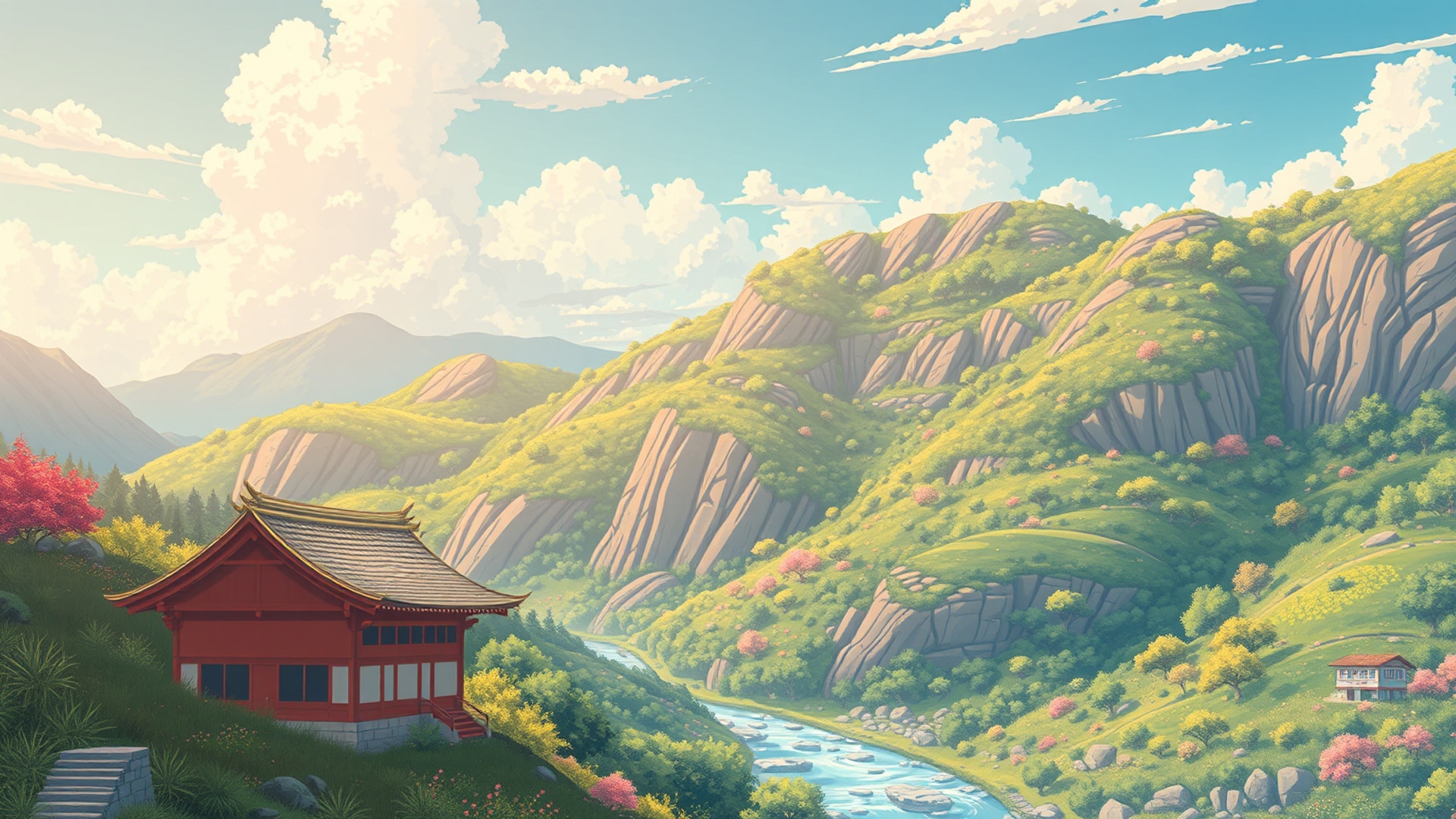 AI-generated anime desktop wallpaper, 1920×1080