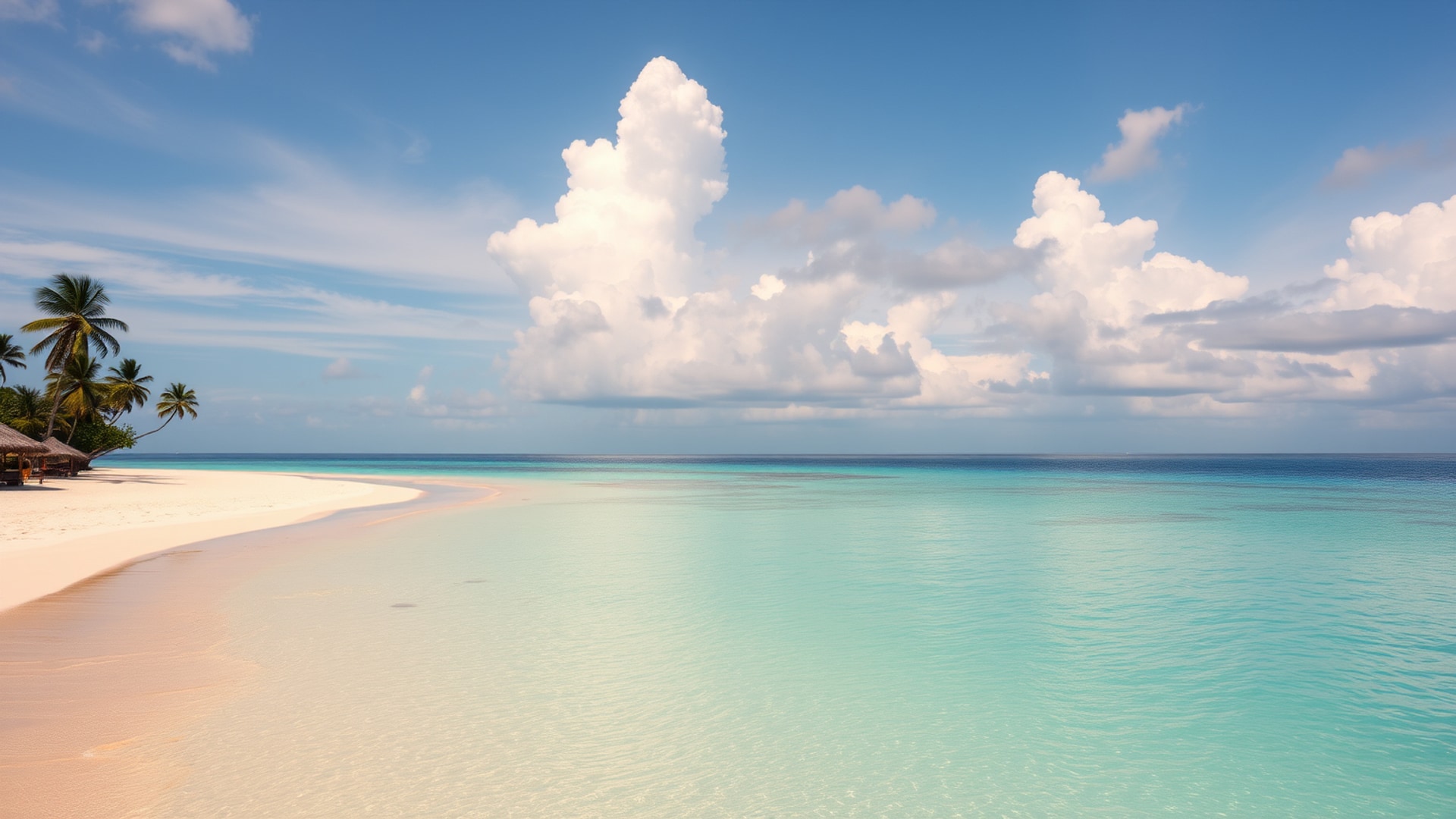 AI-generated ocean desktop wallpaper featuring tropical coastline